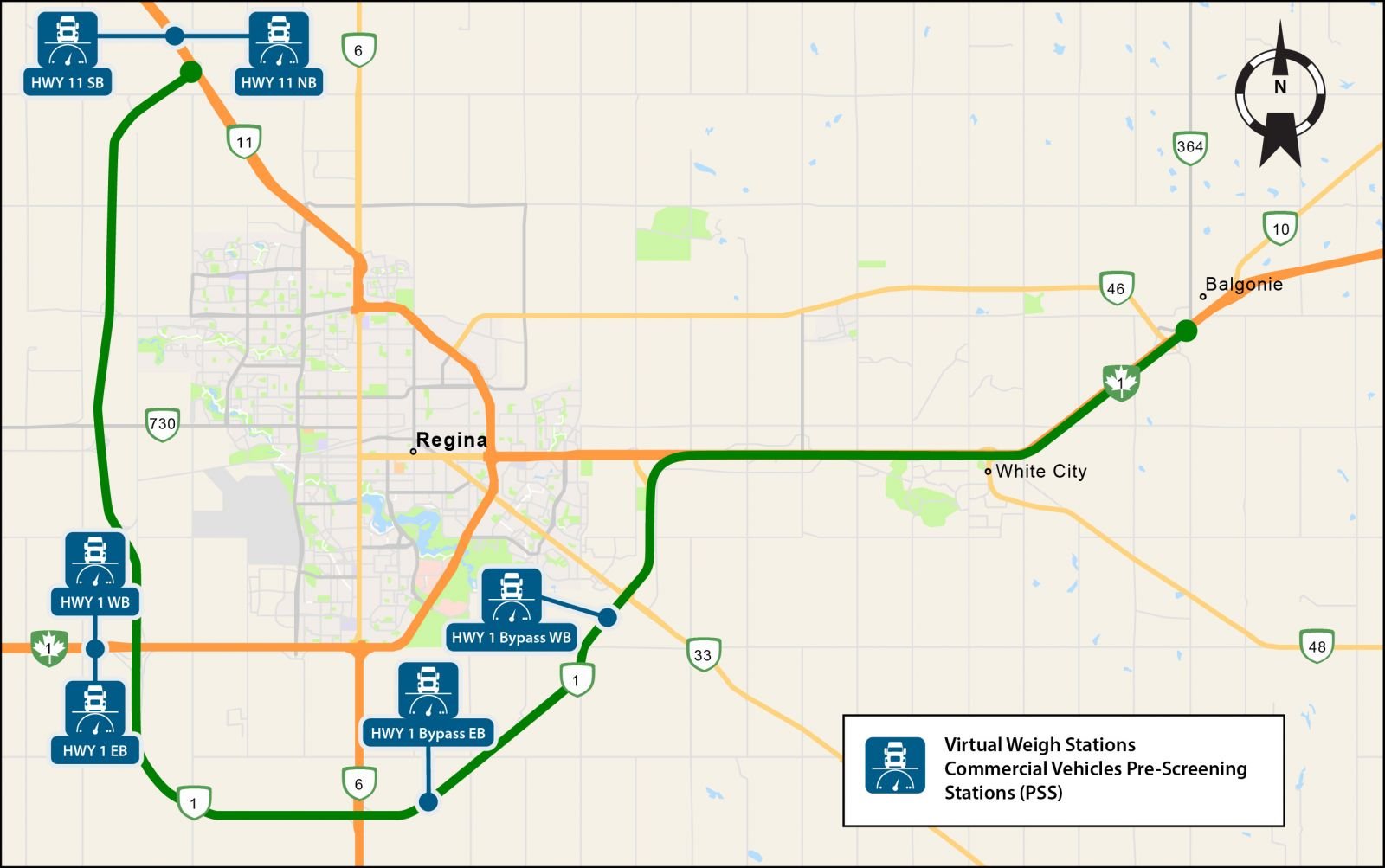Regina Bypass Project - Virtual Weigh Station Locations