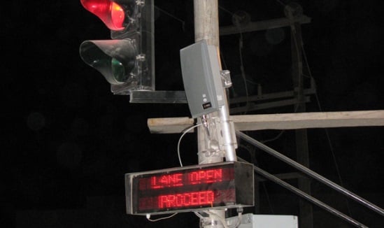 AVI reader lane signals and variable message sign